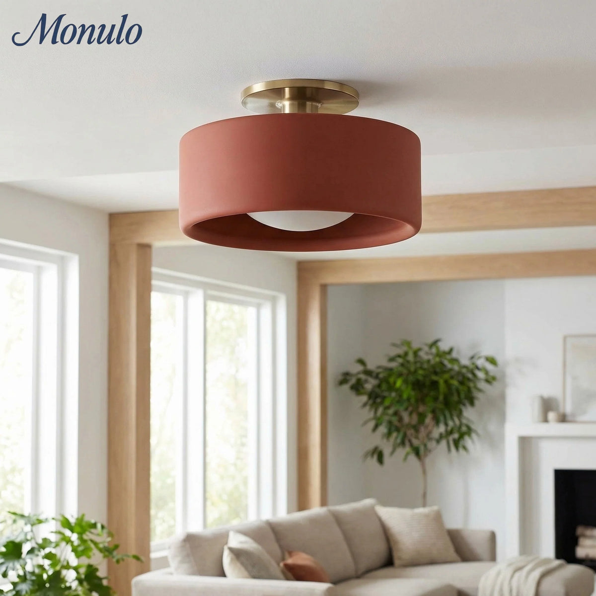 Ceiling Lamp Porcelain Round Low Profile Soft Diffused Light
