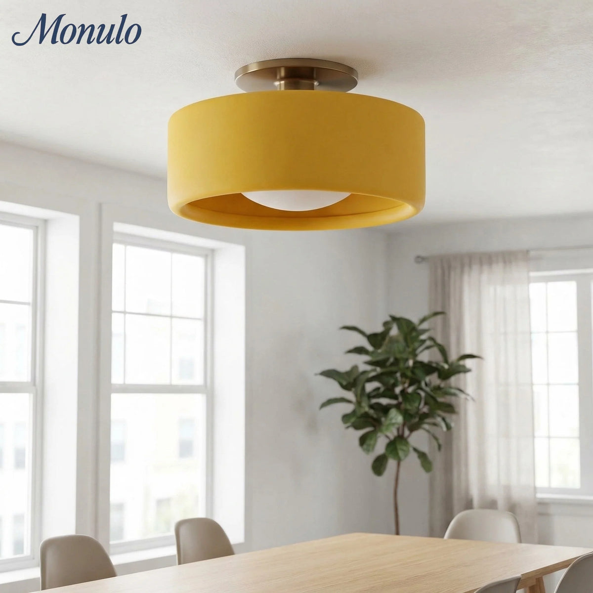 Ceiling Lamp Porcelain Round Low Profile Soft Diffused Light