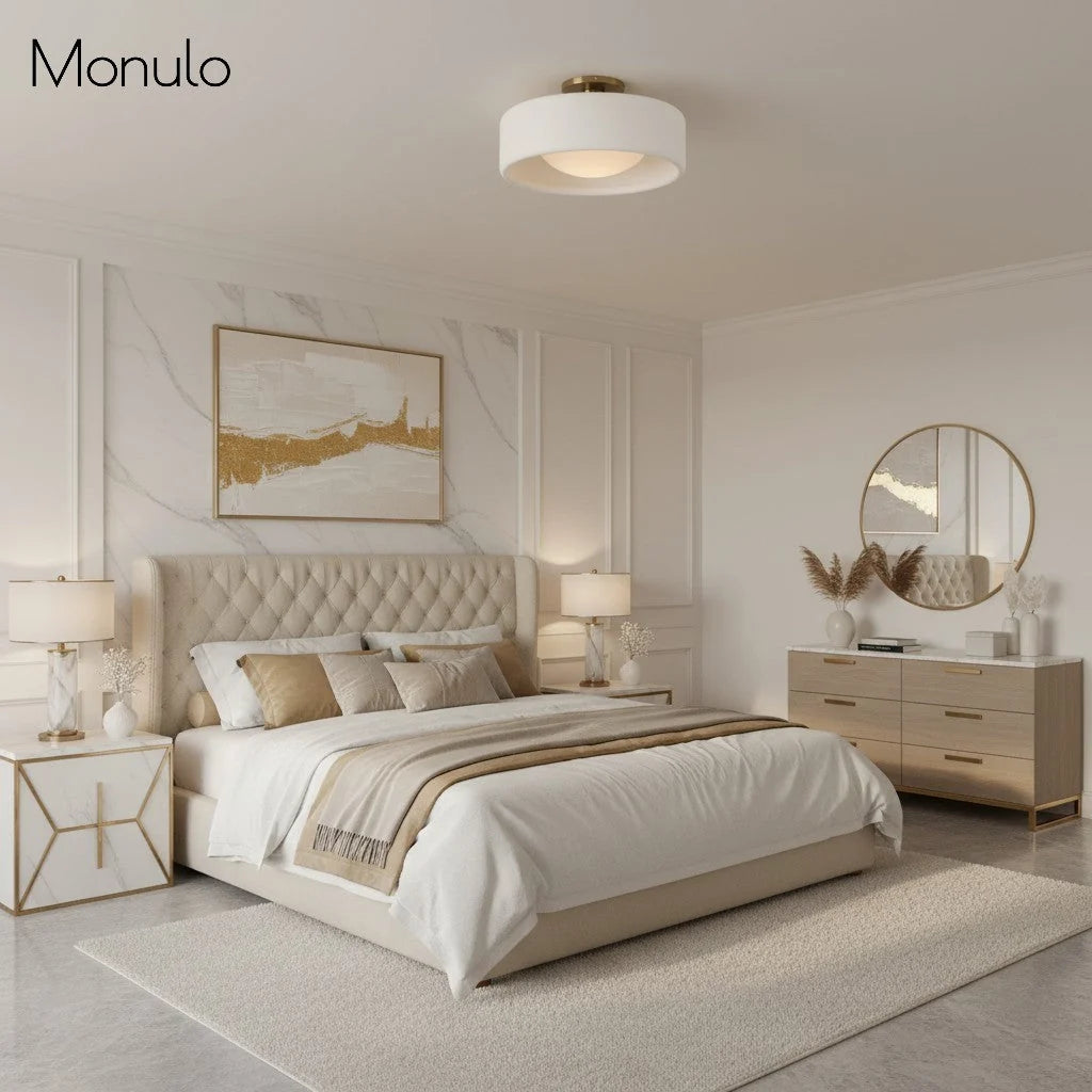 Ceiling Lamp Porcelain Round Low Profile Soft Diffused Light
