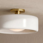 Ceiling Lamp Porcelain Round Low Profile Soft Diffused Light