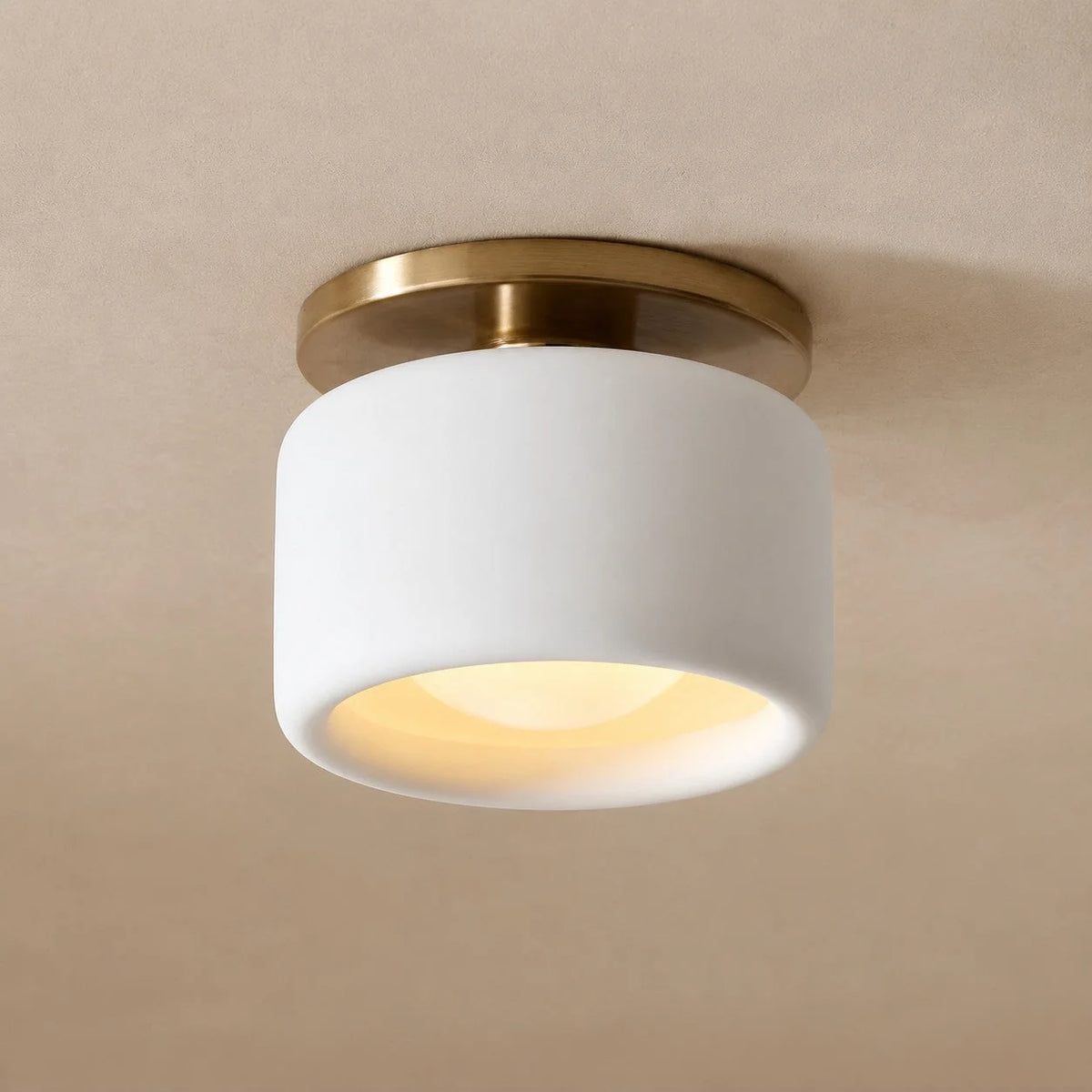 Ceiling Lamp Porcelain Round Low Profile Soft Diffused Light