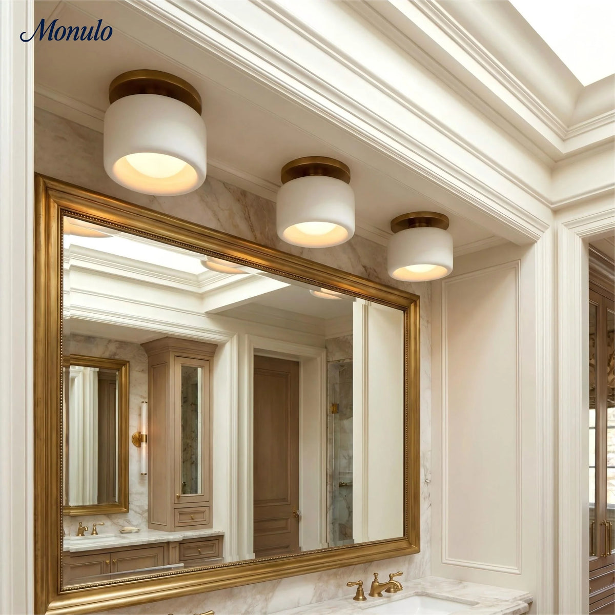 Ceiling Lamp Porcelain Round Low Profile Soft Diffused Light