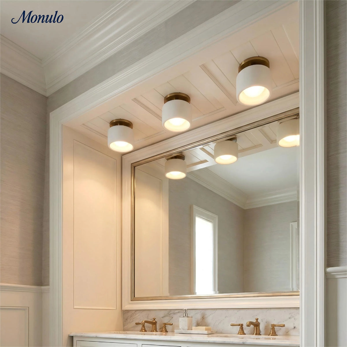 Ceiling Lamp Porcelain Round Low Profile Soft Diffused Light