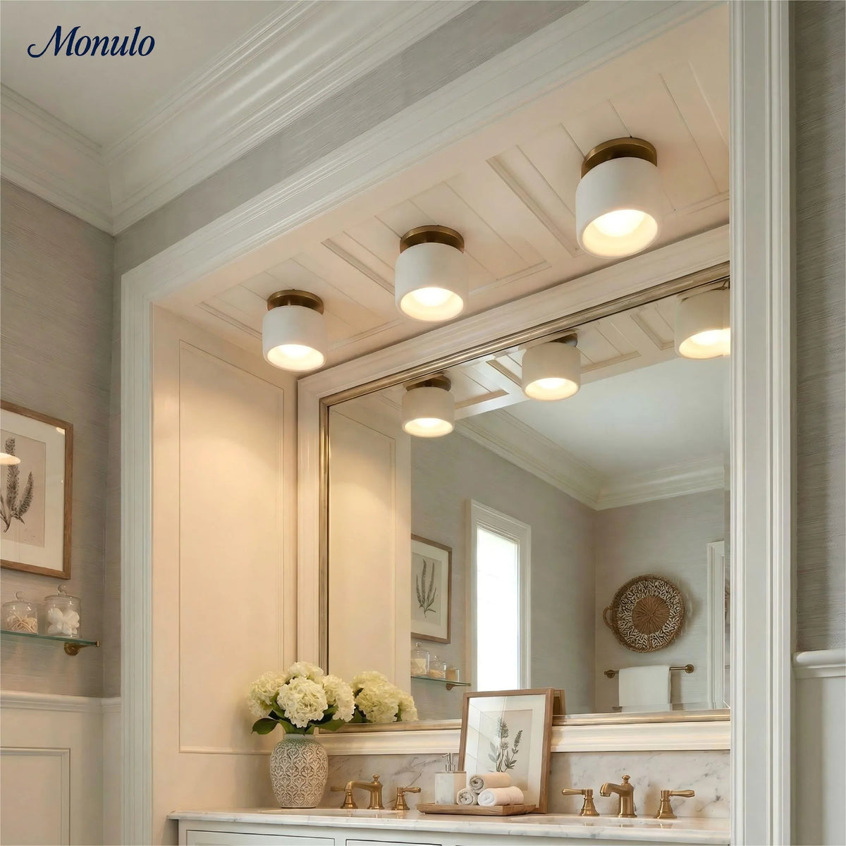 Ceiling Lamp Porcelain Round Low Profile Soft Diffused Light