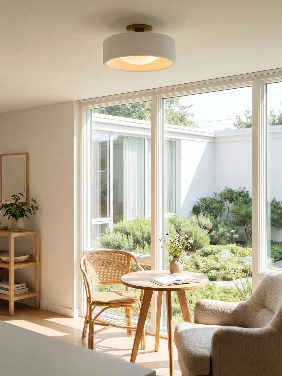 Ceiling Lamp Porcelain Round Low Profile Soft Diffused Light