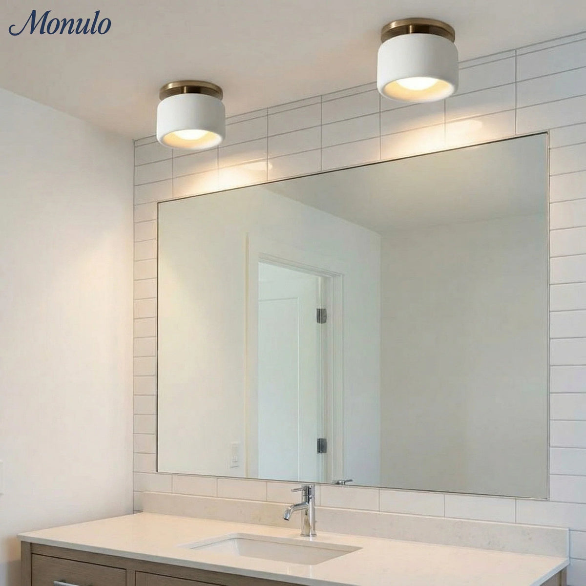Ceiling Lamp Porcelain Round Low Profile Soft Diffused Light