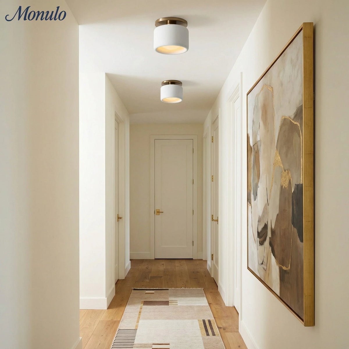 Ceiling Lamp Porcelain Round Low Profile Soft Diffused Light