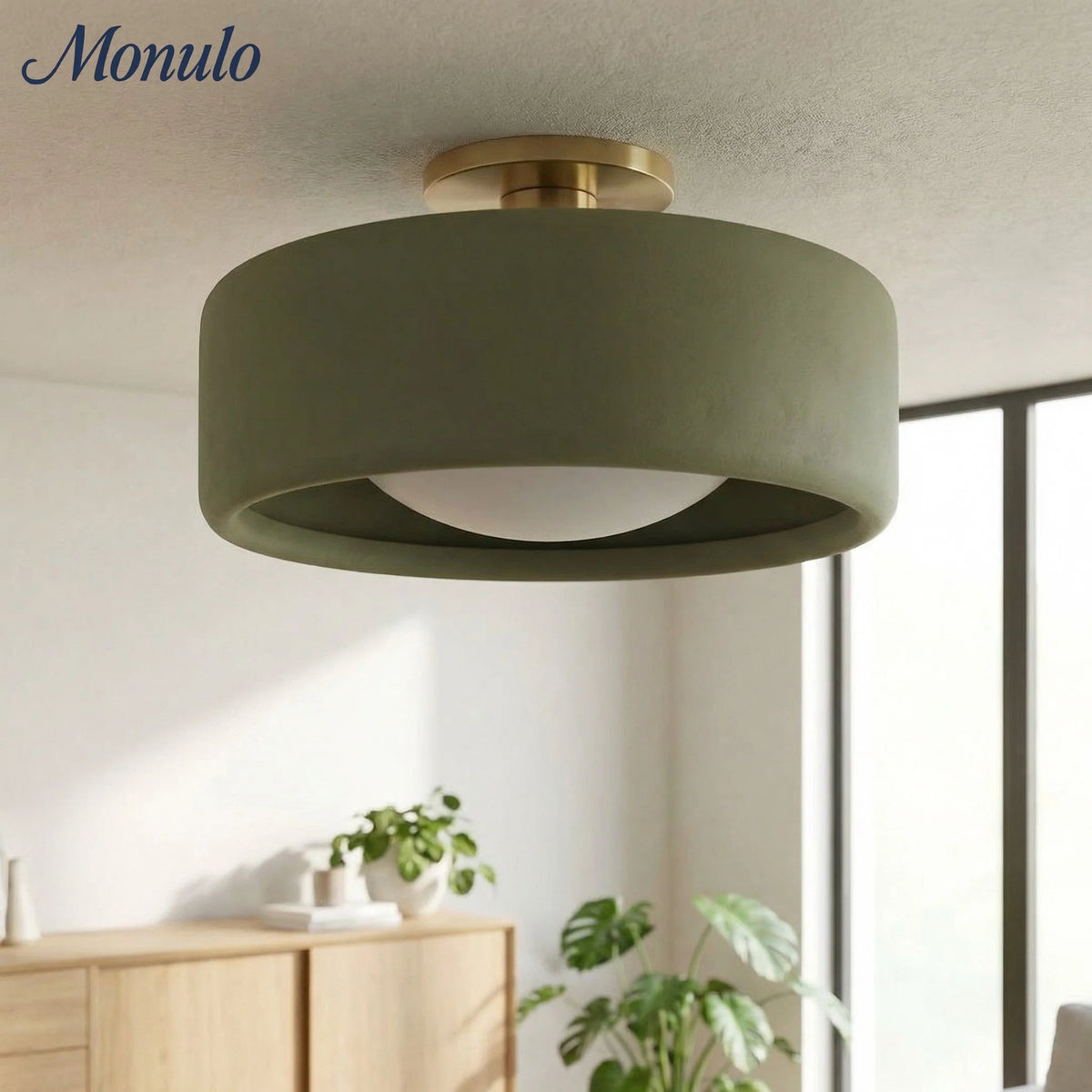 Ceiling Lamp Porcelain Round Low Profile Soft Diffused Light