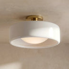 Ceiling Lamp Porcelain Round Low Profile Soft Diffused Light