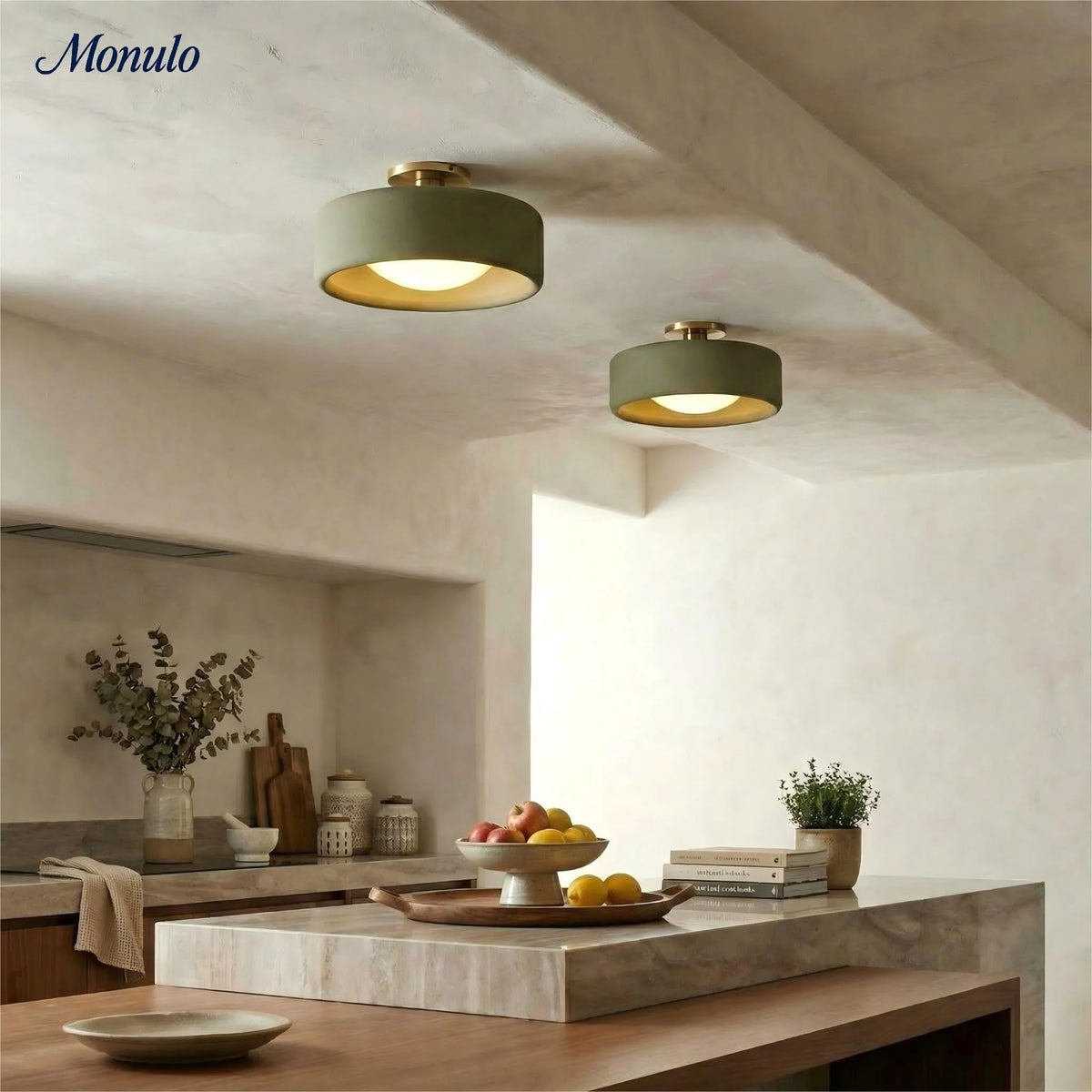 Ceiling Lamp Porcelain Round Low Profile Soft Diffused Light