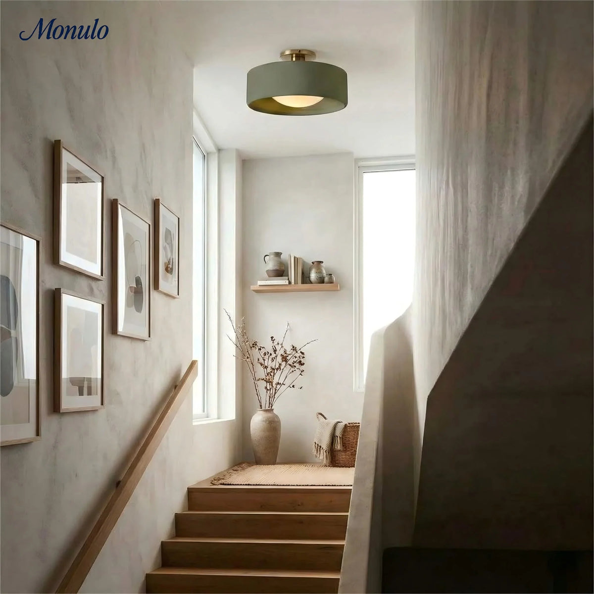 Ceiling Lamp Porcelain Round Low Profile Soft Diffused Light