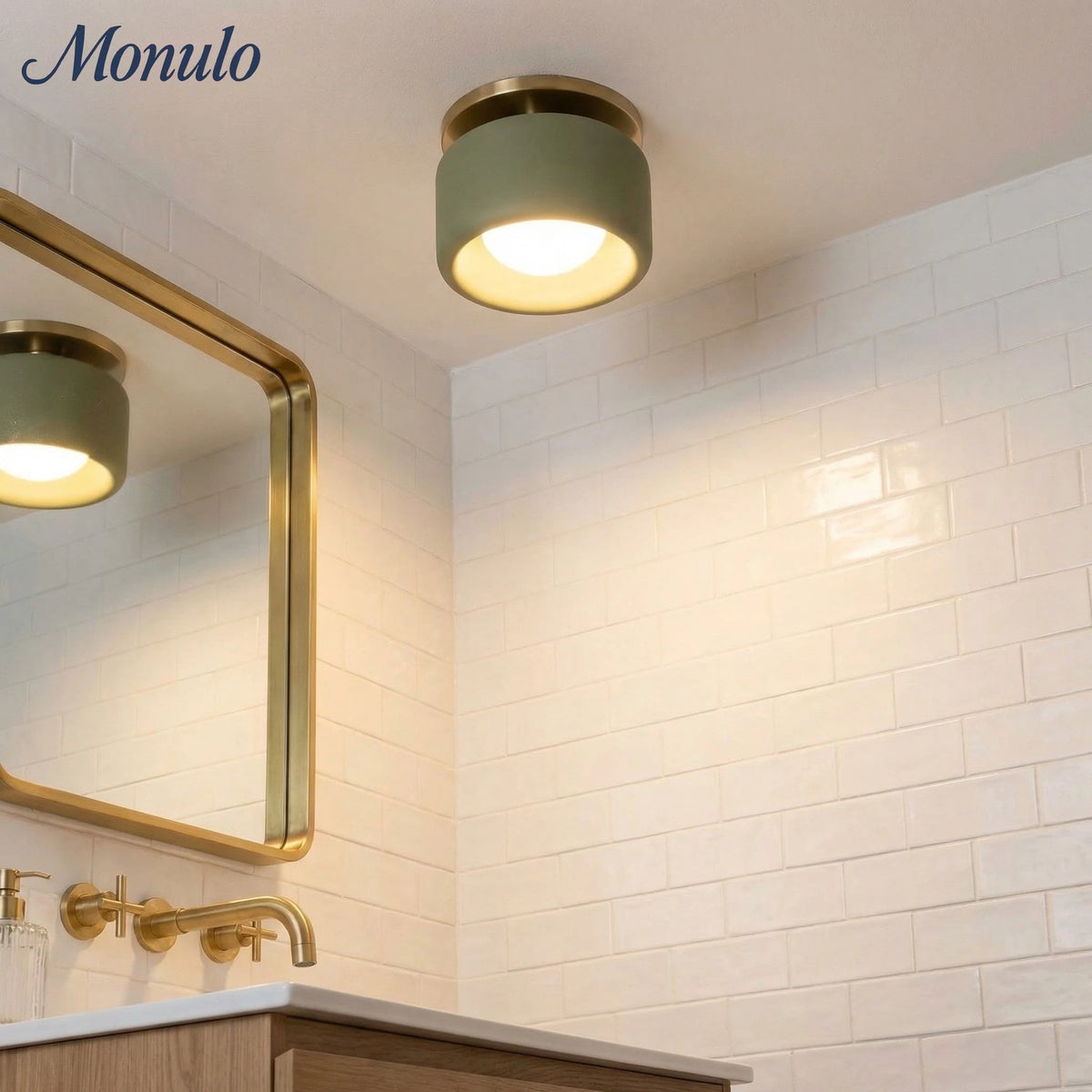 Ceiling Lamp Porcelain Round Low Profile Soft Diffused Light