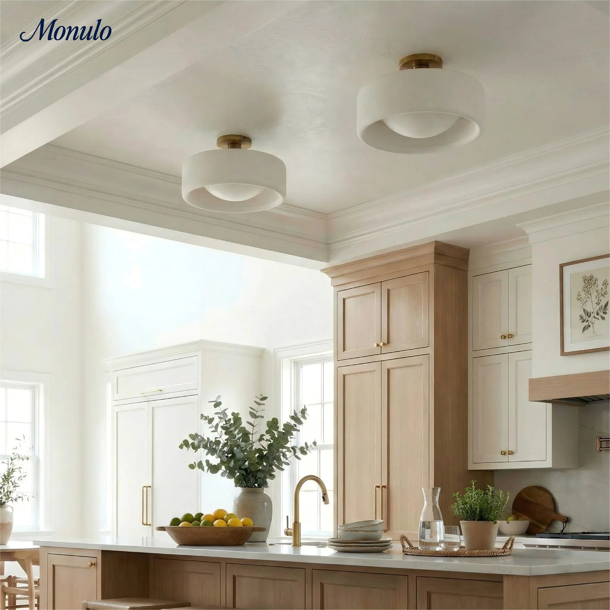 Ceiling Lamp Porcelain Round Low Profile Soft Diffused Light