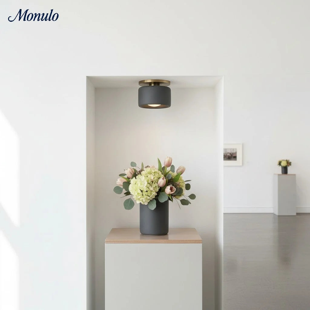 Ceiling Lamp Porcelain Round Low Profile Soft Diffused Light