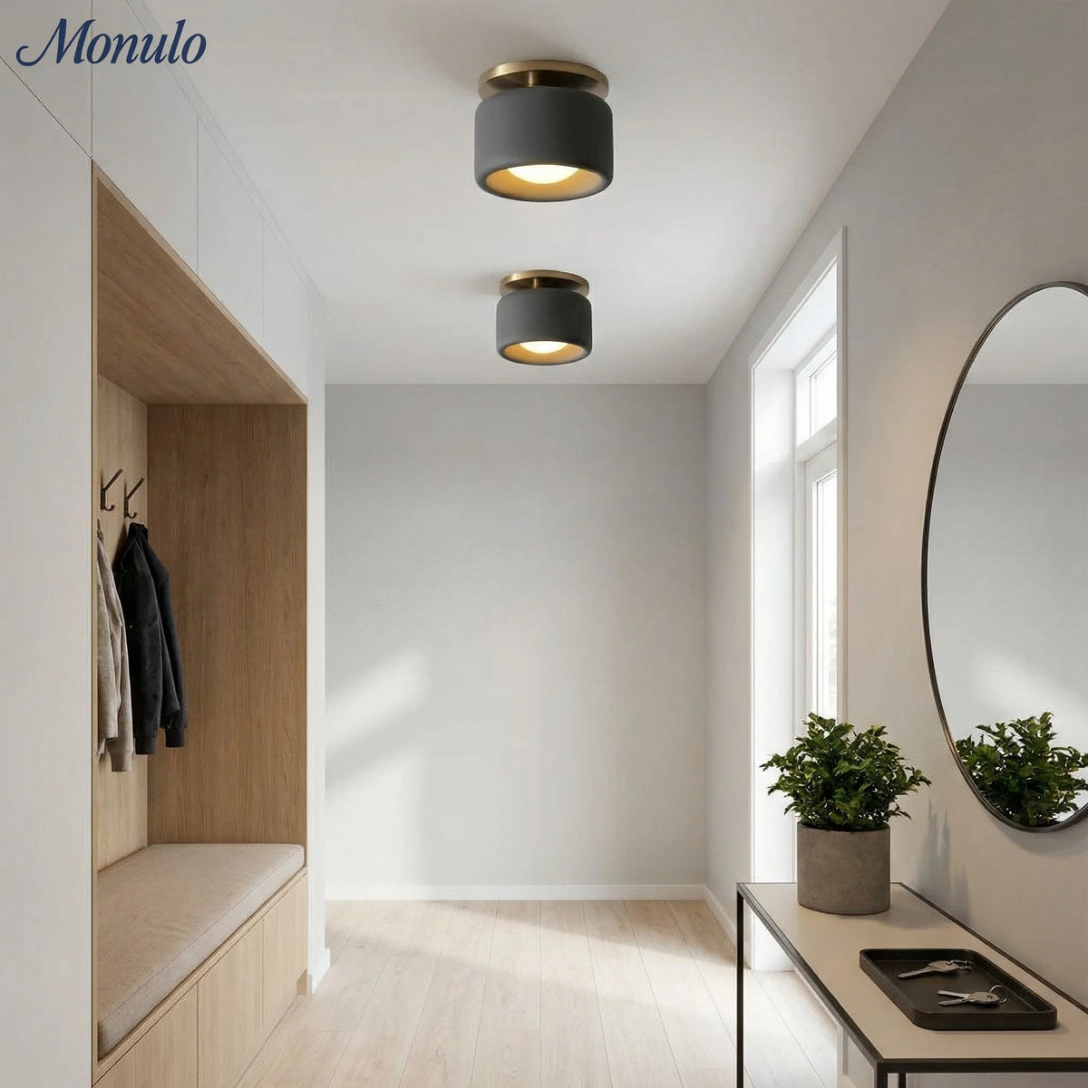 Ceiling Lamp Porcelain Round Low Profile Soft Diffused Light