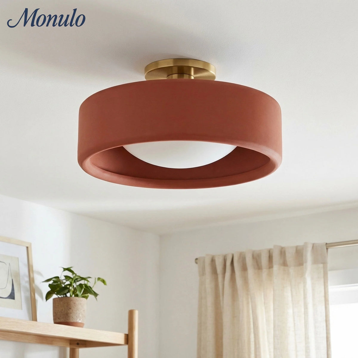 Ceiling Lamp Porcelain Round Low Profile Soft Diffused Light