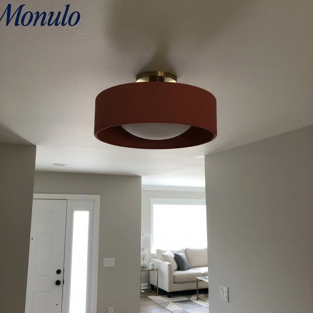 Ceiling Lamp Porcelain Round Low Profile Soft Diffused Light
