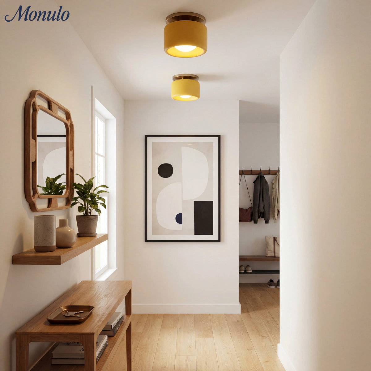 Ceiling Lamp Porcelain Round Low Profile Soft Diffused Light