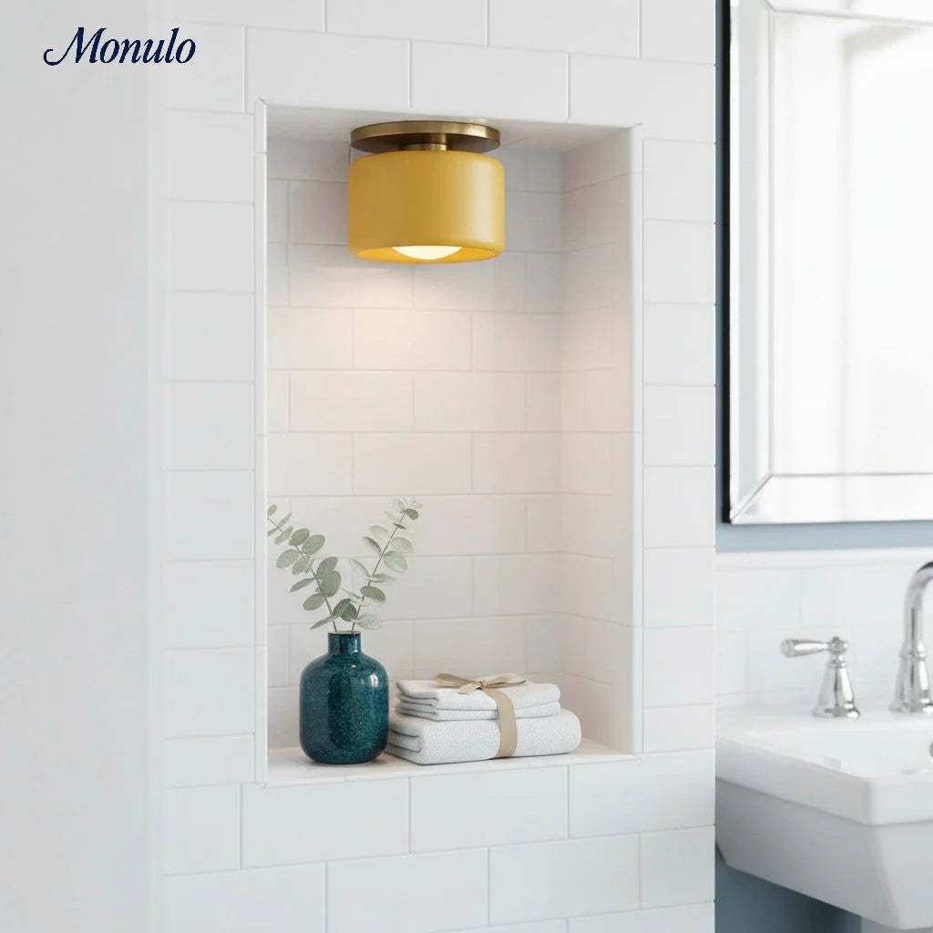 Ceiling Lamp Porcelain Round Low Profile Soft Diffused Light