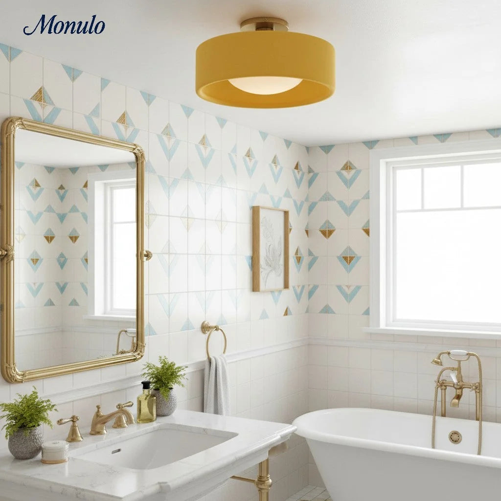 Ceiling Lamp Porcelain Round Low Profile Soft Diffused Light