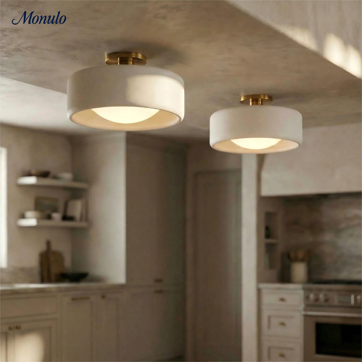 Ceiling Lamp Porcelain Round Low Profile Soft Diffused Light