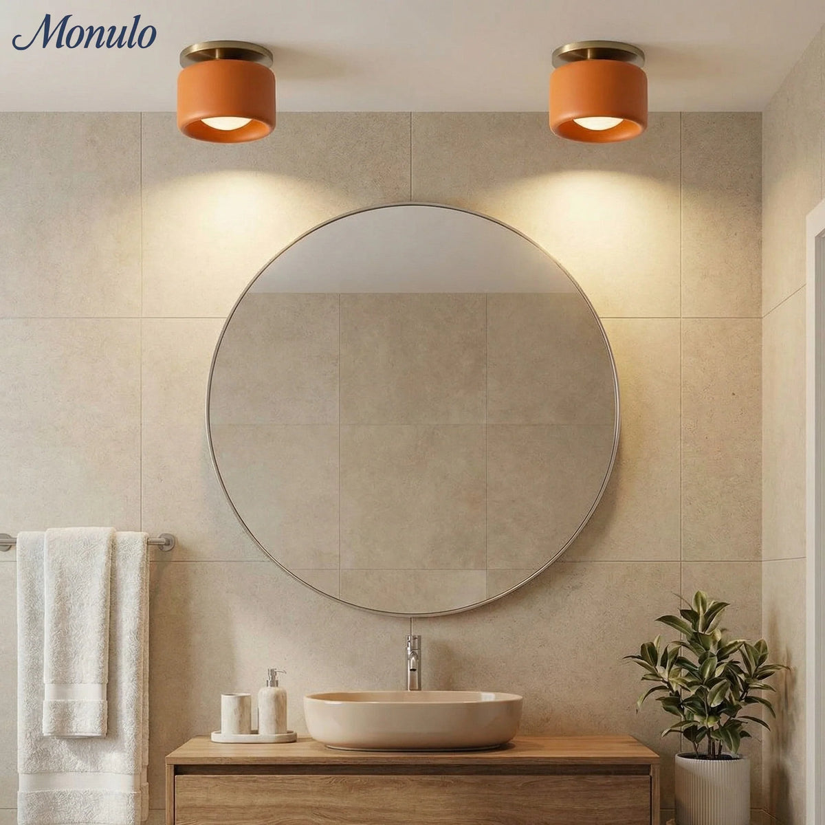 Ceiling Lamp Porcelain Round Low Profile Soft Diffused Light