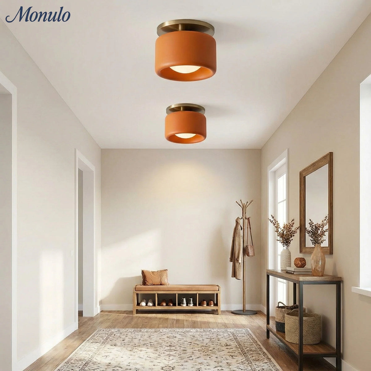Ceiling Lamp Porcelain Round Low Profile Soft Diffused Light