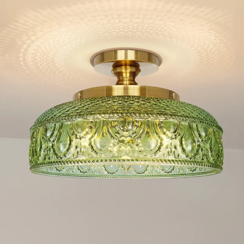 Ceiling Lamp Textured Glass Disc Warm Diffused Glow