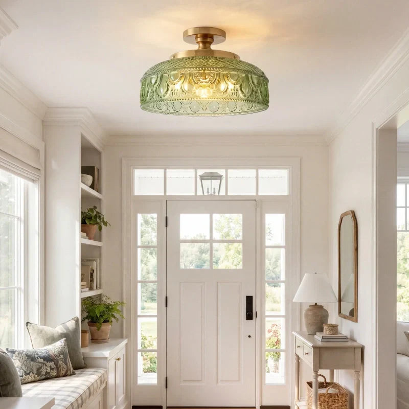 Ceiling Lamp Textured Glass Disc Warm Diffused Glow