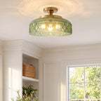 Ceiling Lamp Textured Glass Disc Warm Diffused Glow