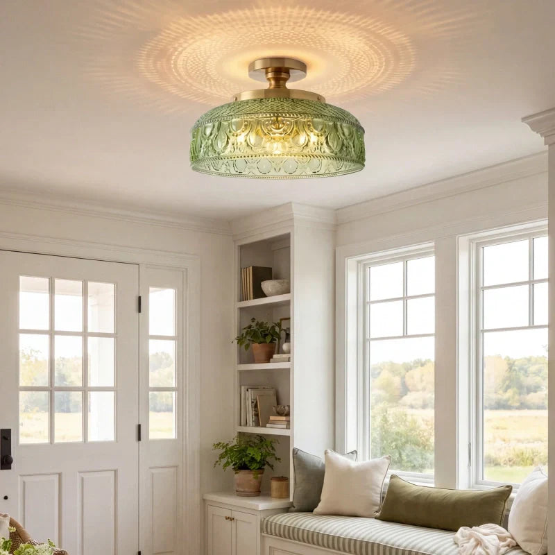 Ceiling Lamp Textured Glass Disc Warm Diffused Glow