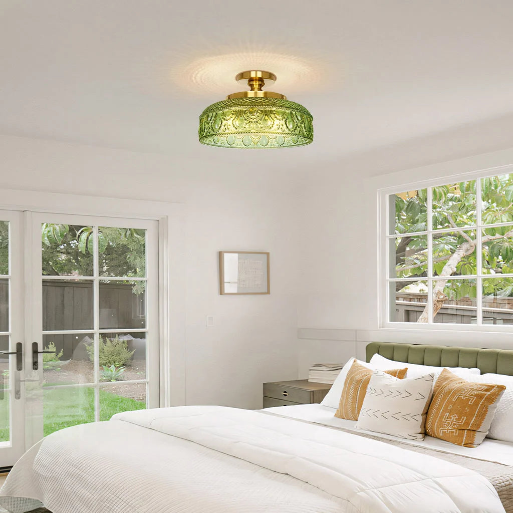 Ceiling Lamp Textured Glass Disc Warm Diffused Glow