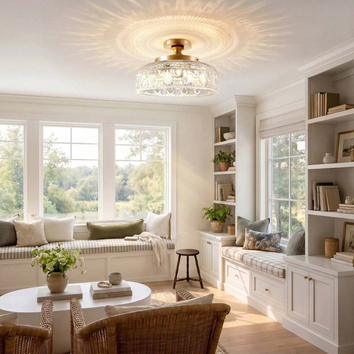 Ceiling Lamp Textured Glass Disc Warm Diffused Glow