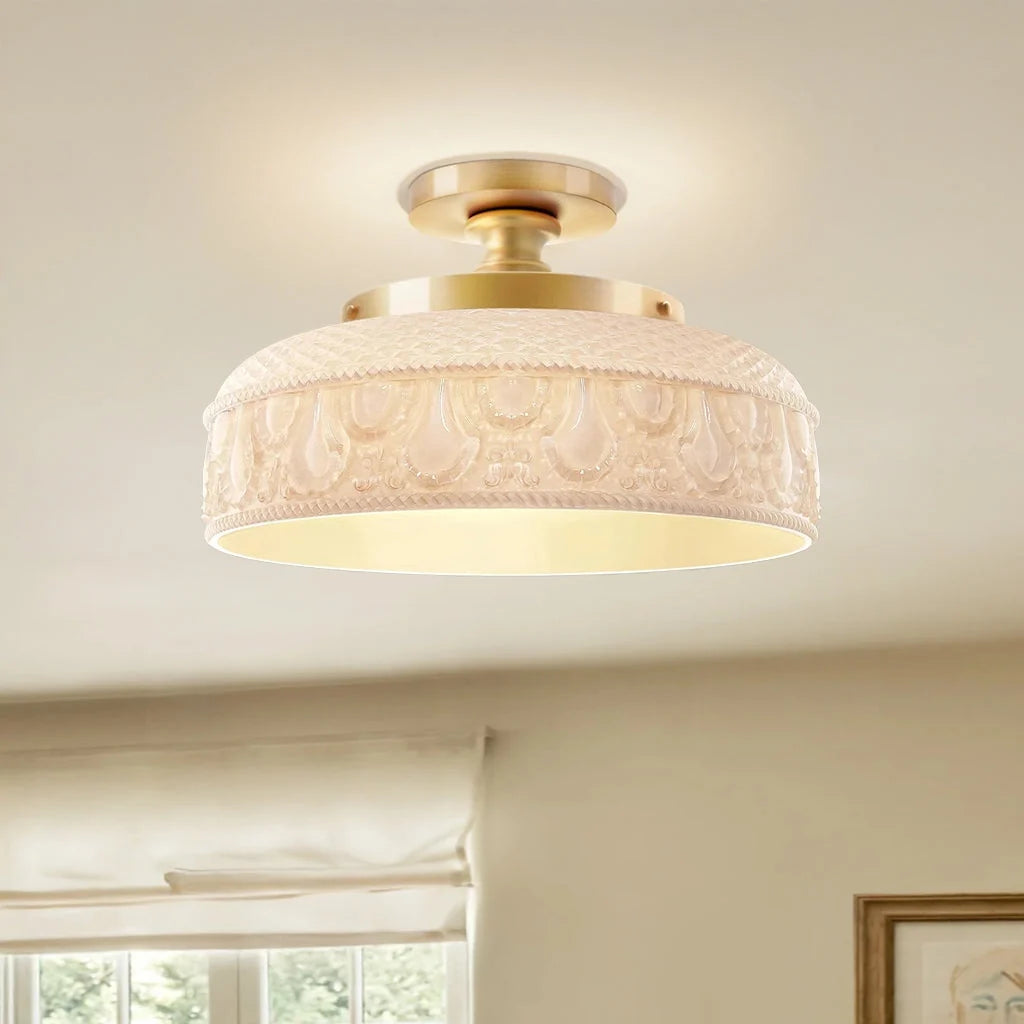 Ceiling Lamp Textured Glass Disc Warm Diffused Glow