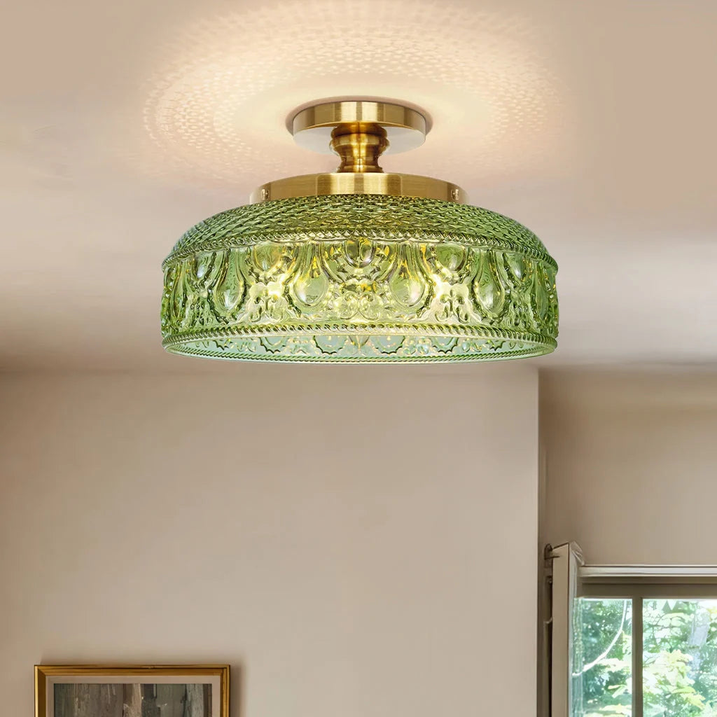 Ceiling Lamp Textured Glass Disc Warm Diffused Glow