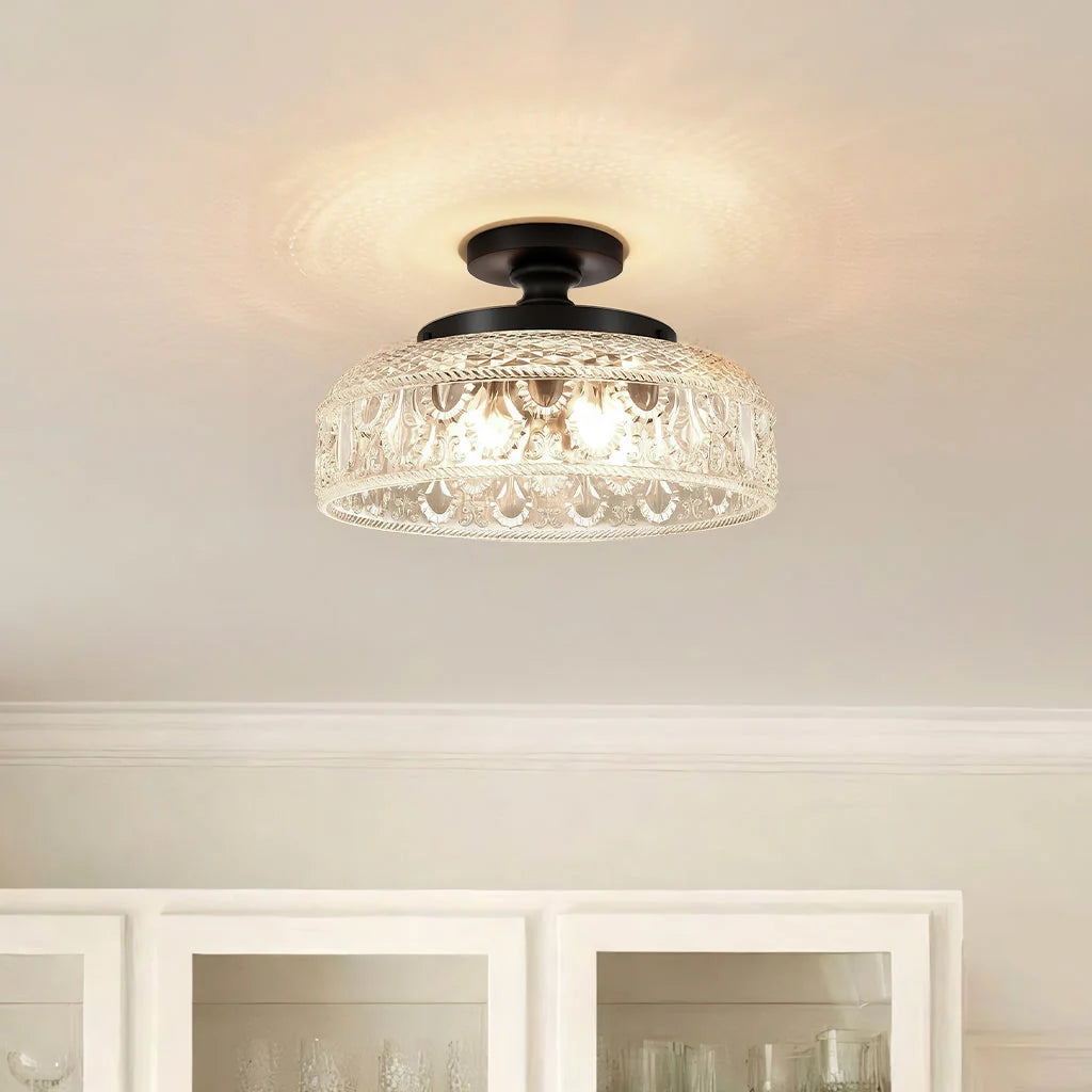 Ceiling Lamp Textured Glass Disc Warm Diffused Glow
