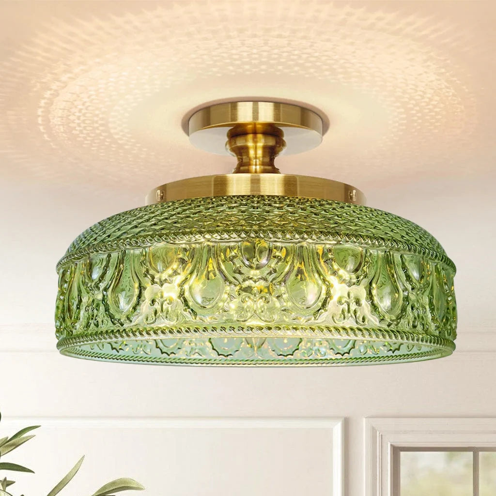 Ceiling Lamp Textured Glass Disc Warm Diffused Glow