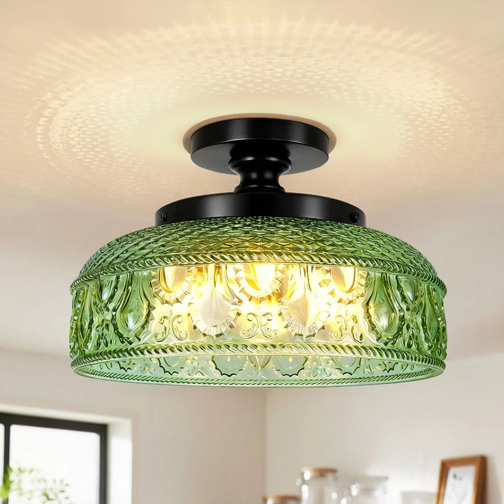 Ceiling Lamp Textured Glass Disc Warm Diffused Glow