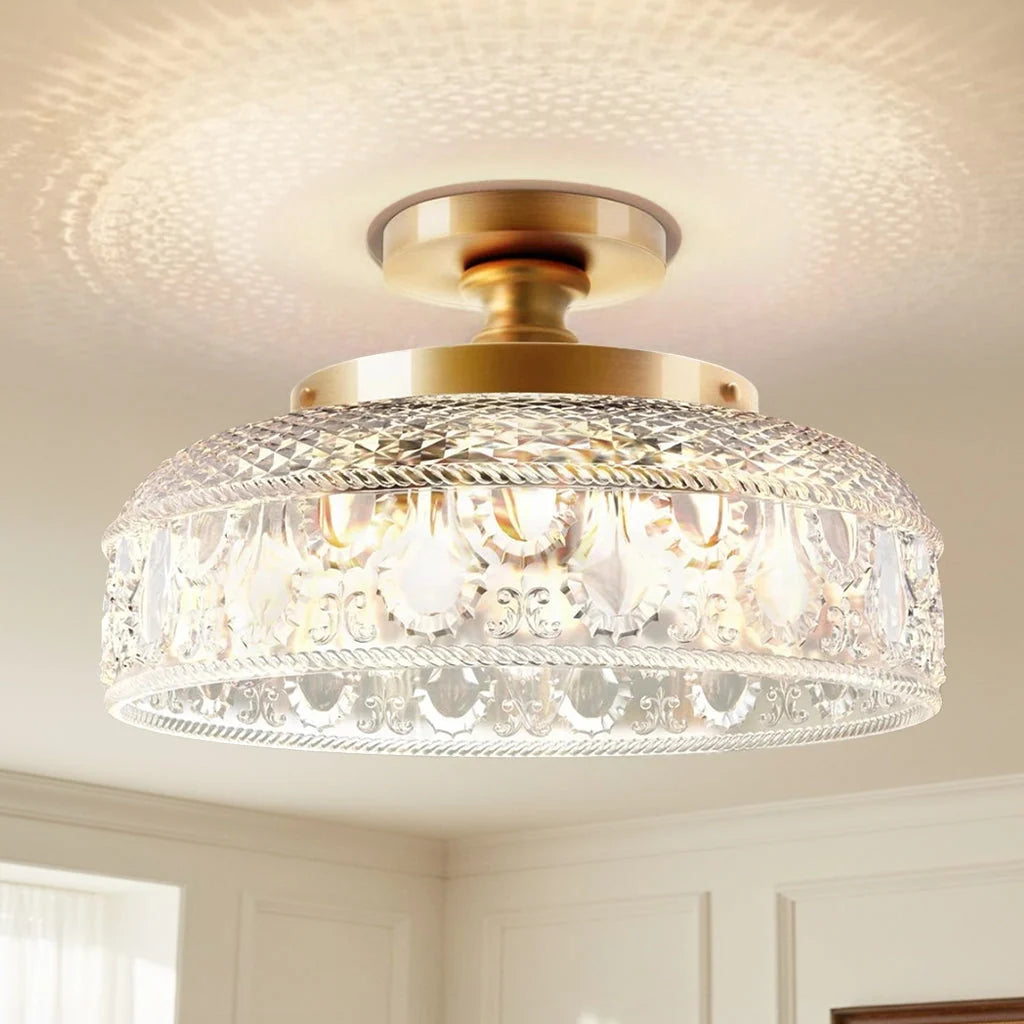 Ceiling Lamp Textured Glass Disc Warm Diffused Glow