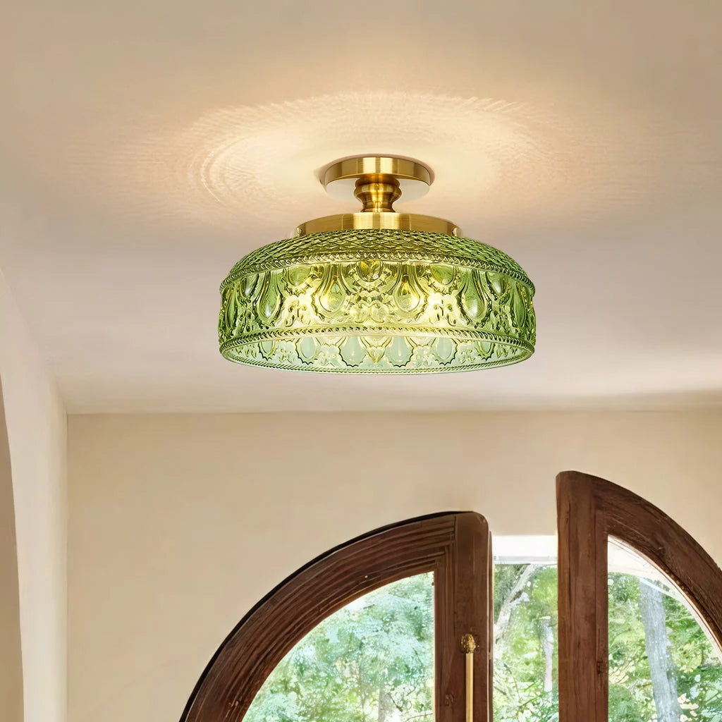 Ceiling Lamp Textured Glass Disc Warm Diffused Glow