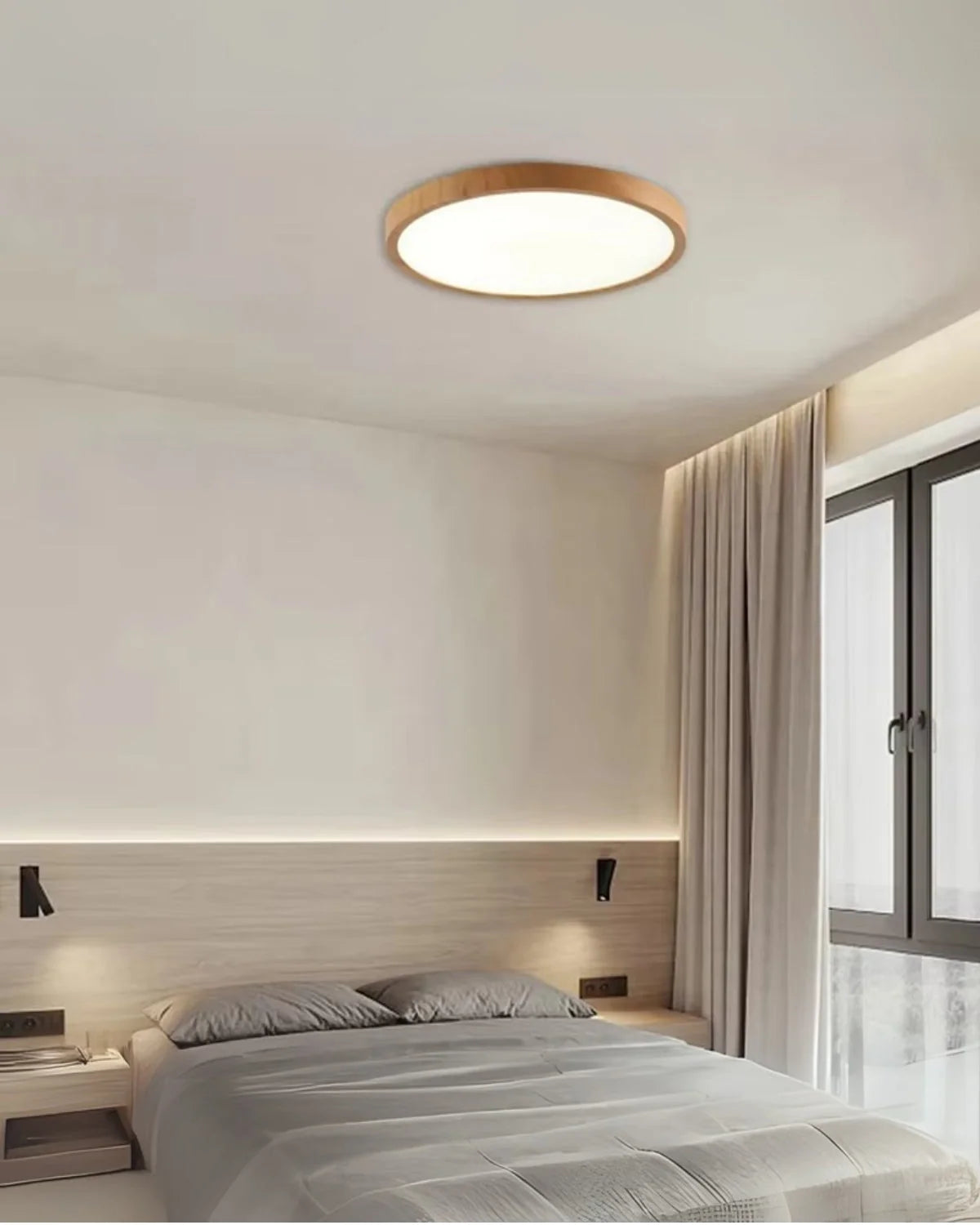 Ceiling Lamp Ultra-Slim Natural Wood Glare-Free Lighting