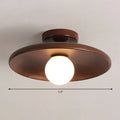 Ceiling Lamp Wood Finish Bowl Shape Semi-Flush