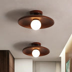 Ceiling Lamp Wood Finish Bowl Shape Semi-Flush
