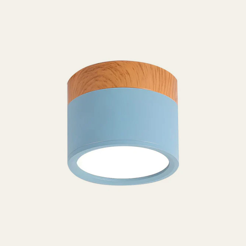 Ceiling Light Aluminum Wood-Grain Collar Focused Beam