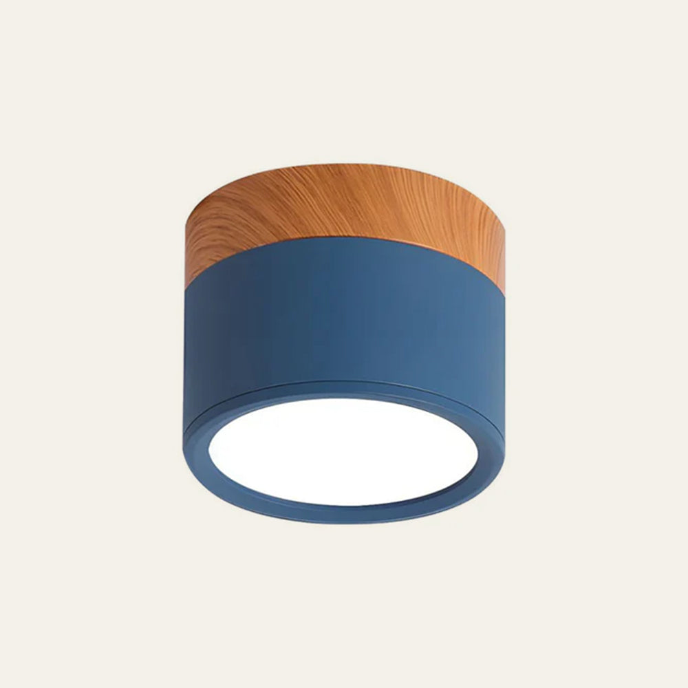 Ceiling Light Aluminum Wood-Grain Collar Focused Beam