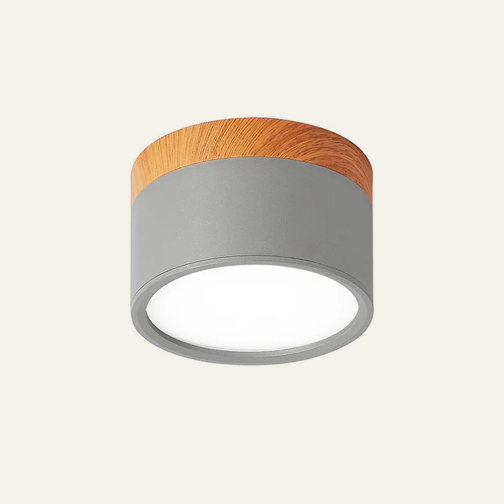 Ceiling Light Aluminum Wood-Grain Collar Focused Beam