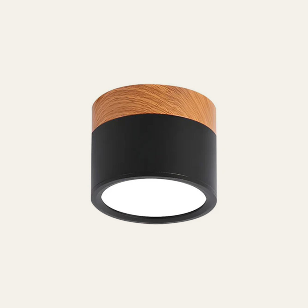 Ceiling Light Aluminum Wood-Grain Collar Focused Beam