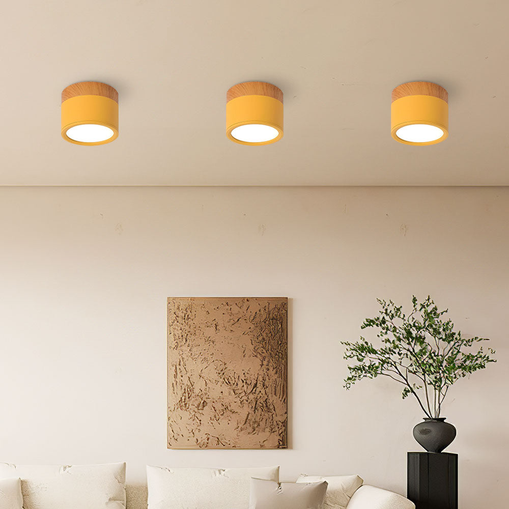 Ceiling Light Aluminum Wood-Grain Collar Focused Beam