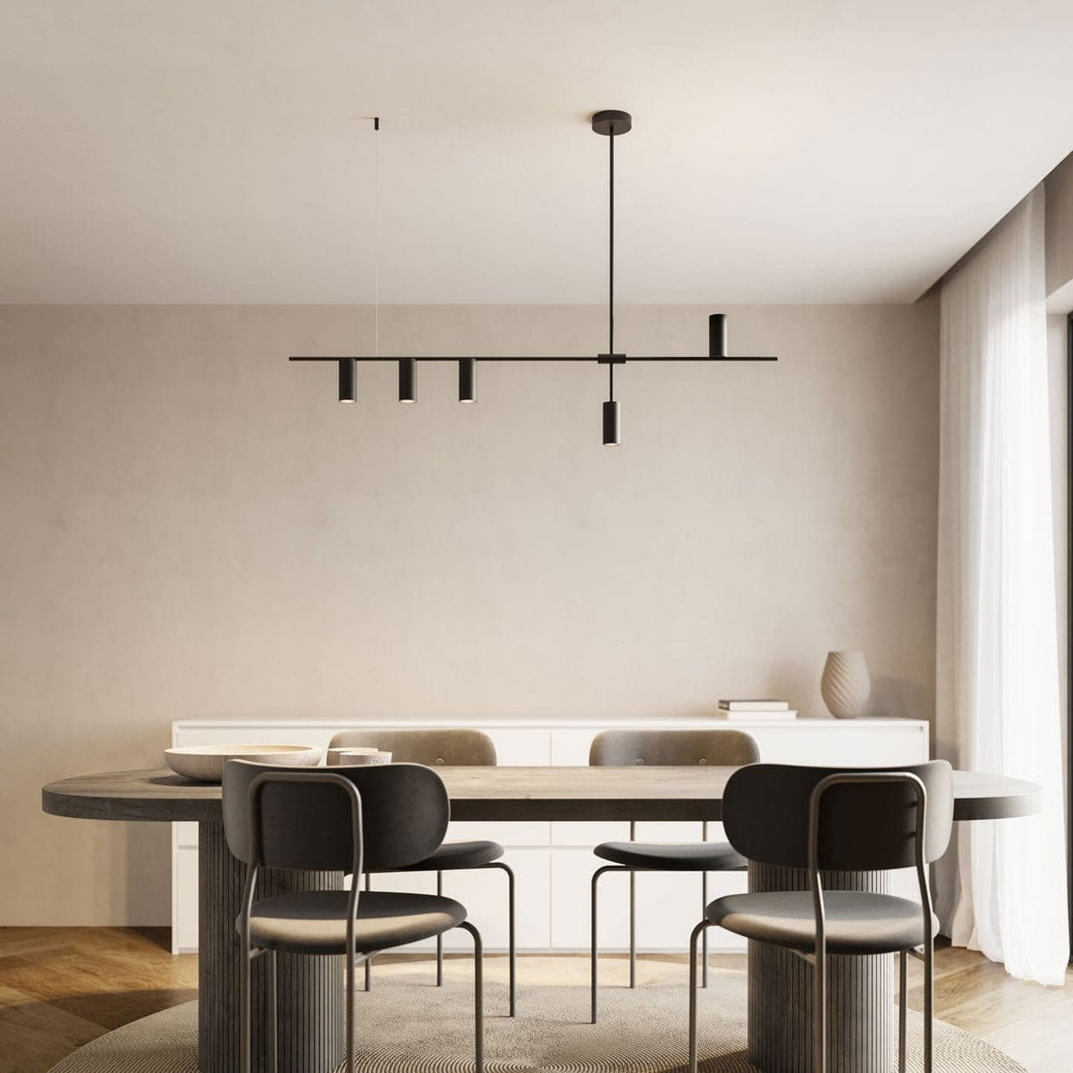 Ceiling Light Asymmetrical Cylinders Powder-Coated Aluminum