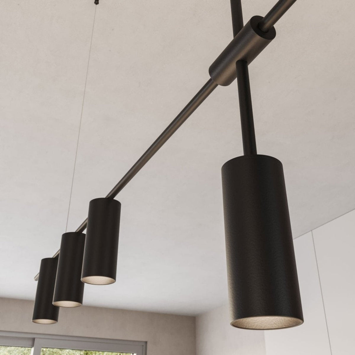 Ceiling Light Asymmetrical Cylinders Powder-Coated Aluminum
